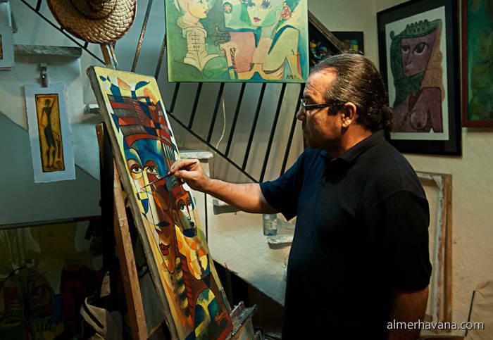 Alvaro Almaguer, Havana Cuban Artist signed Almer